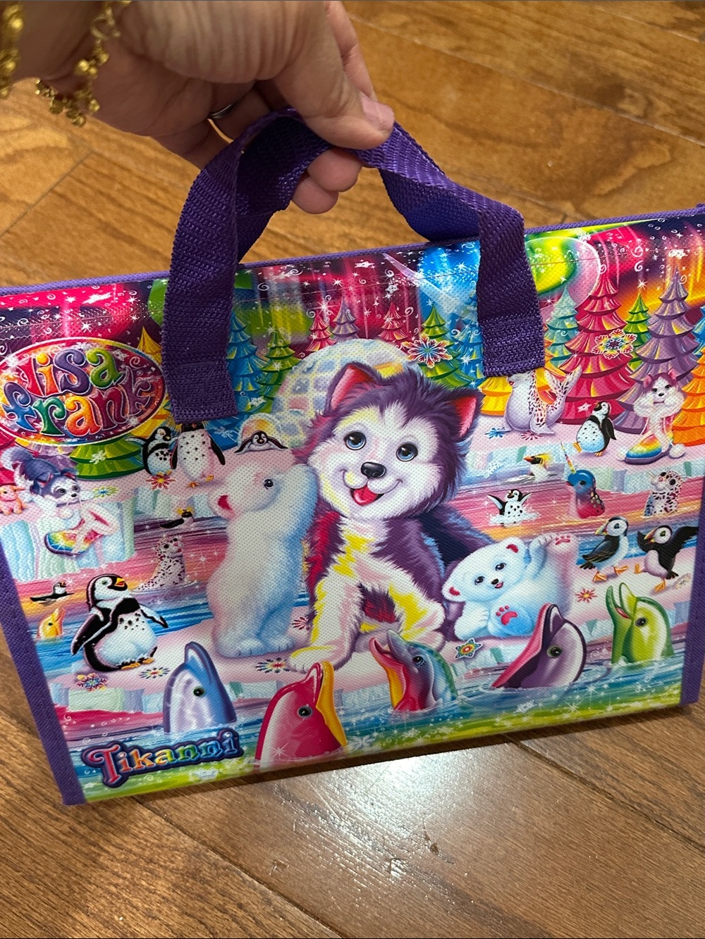 Lisa Frank Colorful Arctic Animal husky tri folder with handle - Picture 6 of 6